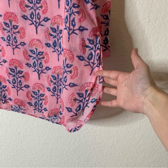 Oliphant Womens Long collar long sleeve sconset pink printed tunic S NWT - Picture 4 of 11